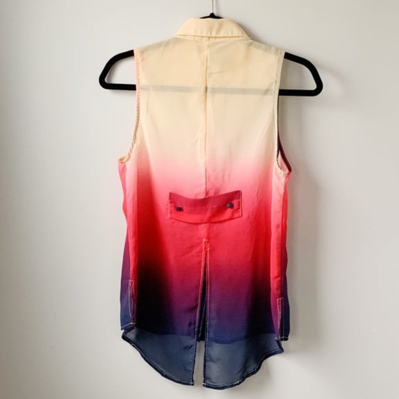 Sace Ombre Sleeveless Button Down Blouse Sz S - Picture 2 of 4